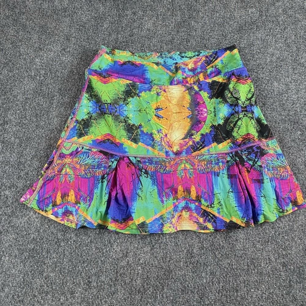 Dona Jo Skort Women 2 Neon Abstract Athletic Tennis Festival Y2K Boho Pickleball
